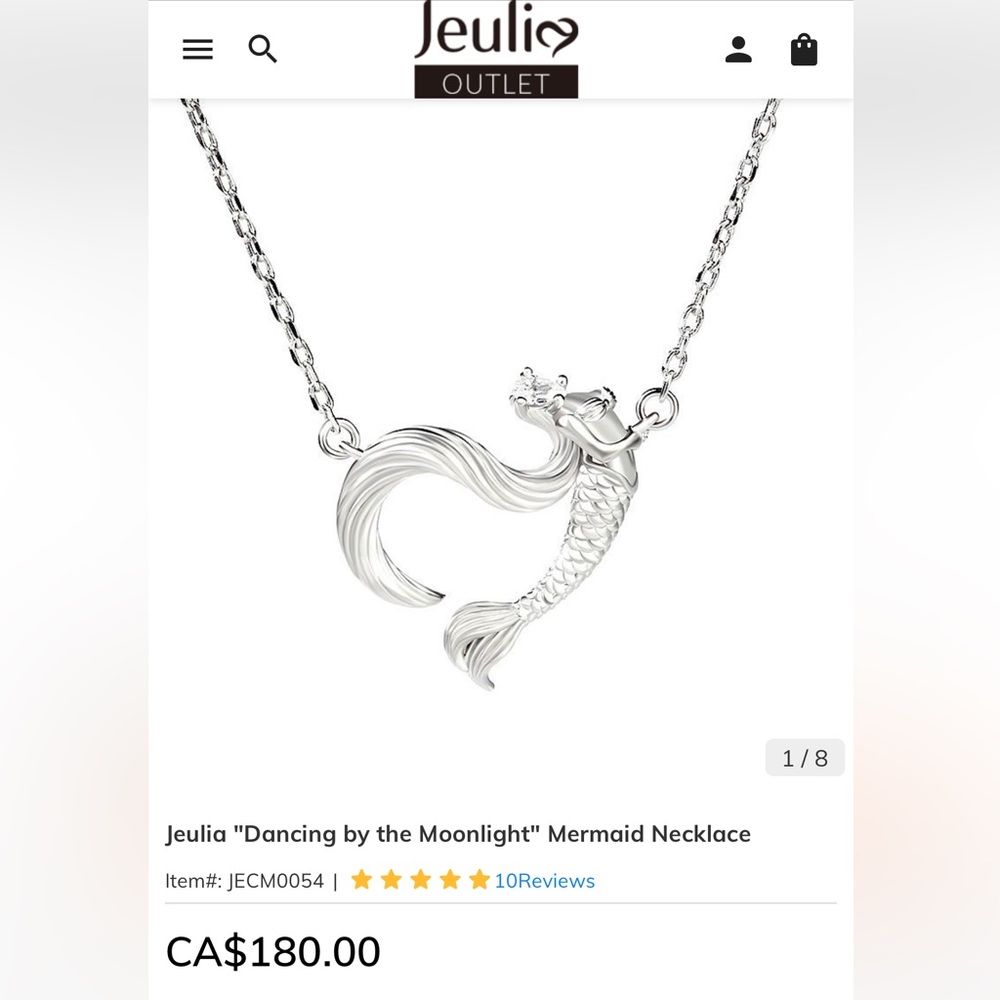 Jeulia "Dancing by the Moonlight" Mermaid Necklace